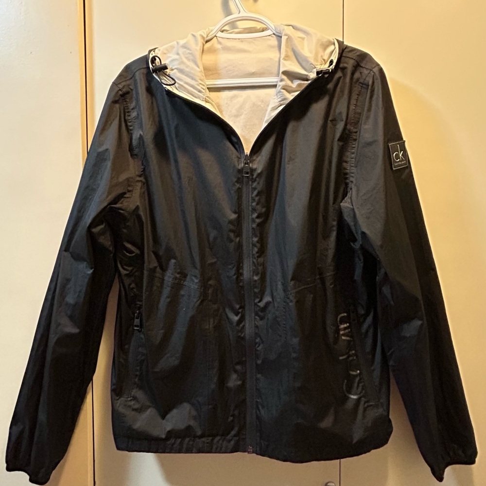 Calvin Klein Black Hooded windbreaker Jacket